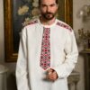 Cămașa stilizată cu cravată și epoleți din jacquard țesut cu motive tradiționale Gruia - IIANA