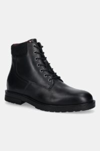 Tommy Hilfiger bocanci de piele CLEATED HILFIGER W LTH BOOT