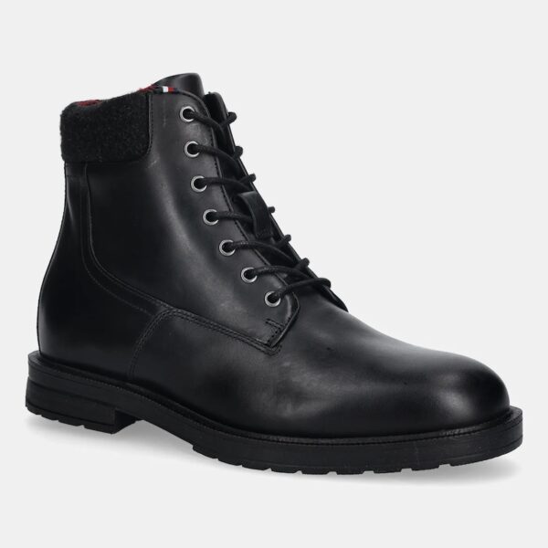 Tommy Hilfiger bocanci de piele CLEATED HILFIGER W LTH BOOT