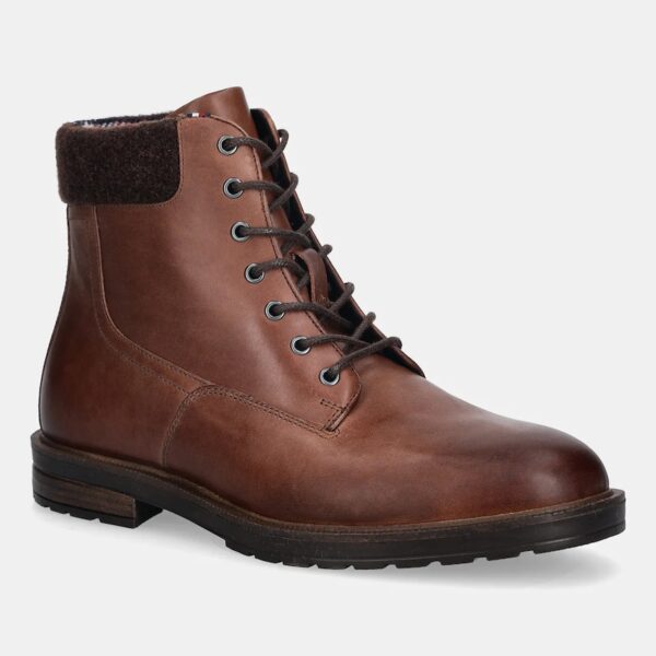 Tommy Hilfiger bocanci de piele CLEATED HILFIGER W LTH BOOT