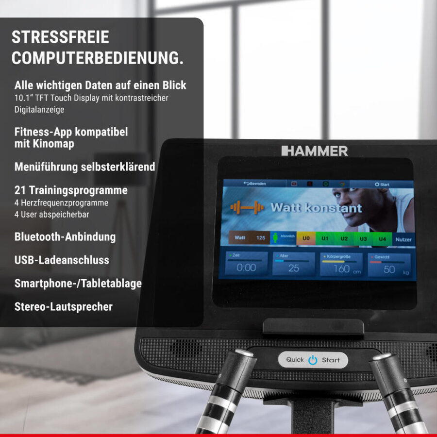 Bicicleta Eliptica Crosstrainer Hammer Fly RX cu rezistenta magnetica