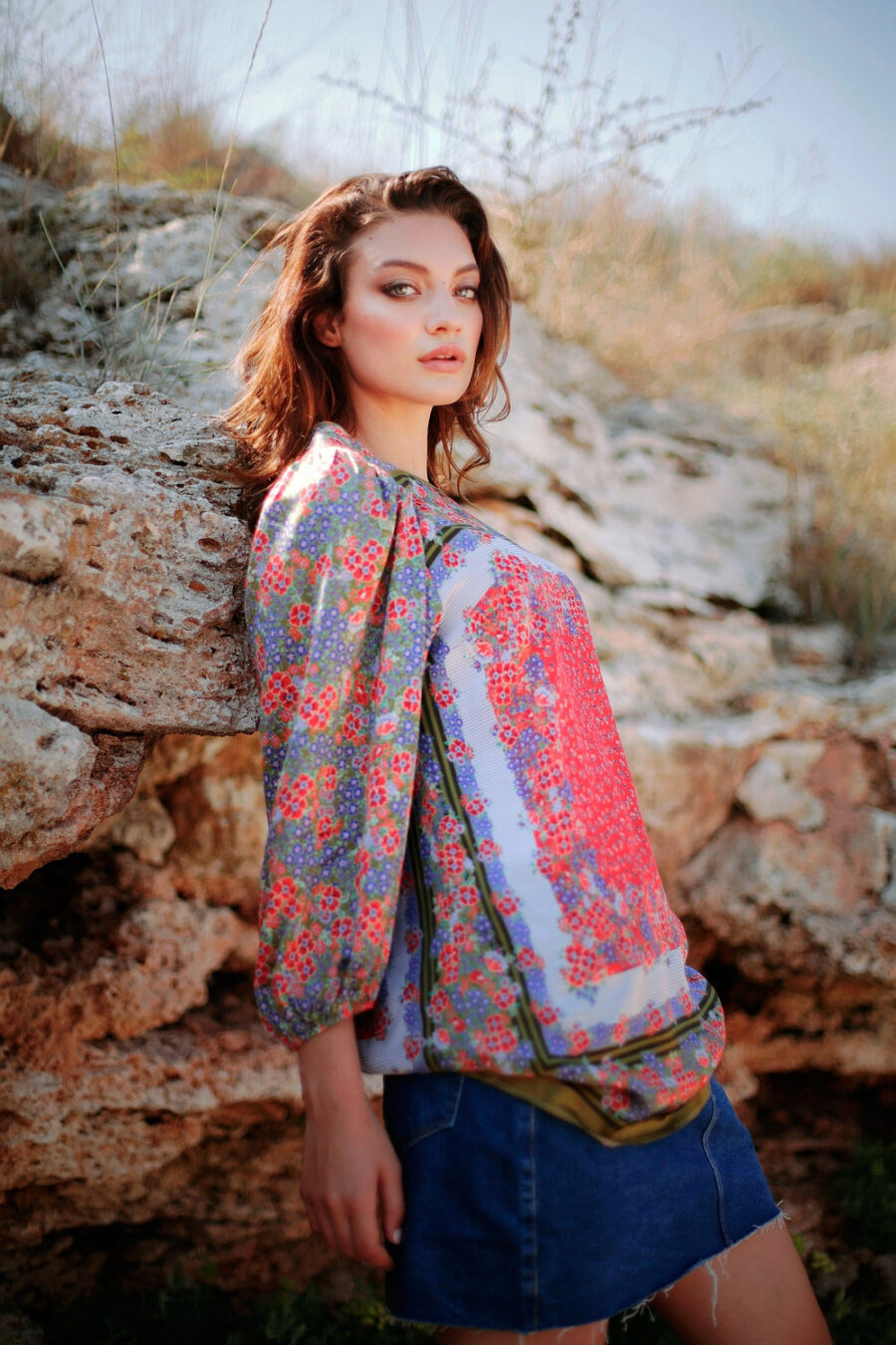 Bluza Multicoloara Muse din Matase Naturala - IIANA