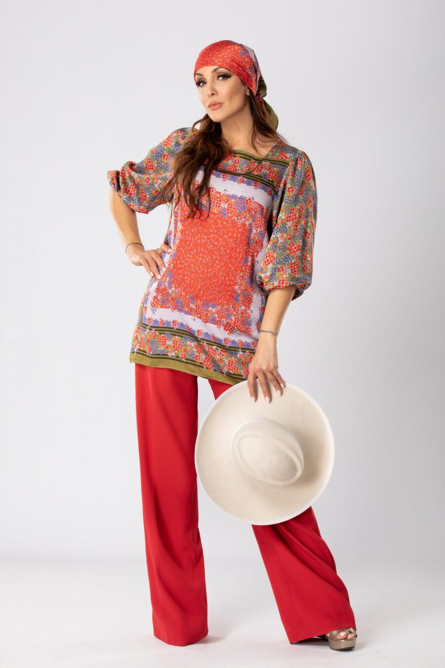 Bluza Multicoloara Muse din Matase Naturala - IIANA