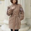 Jacheta Spirala Cu Broderie Folk din Stofa De Lana Si Casmir Bej - IIANA