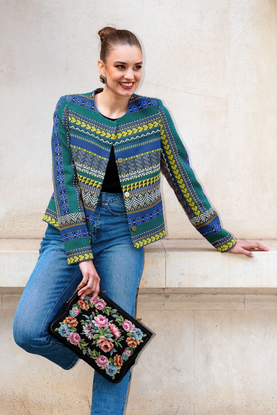 Jacheta Etno din Jacquard Tesut - IIANA