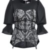 Bluza Neagra cu Corset Laseta - IIANA