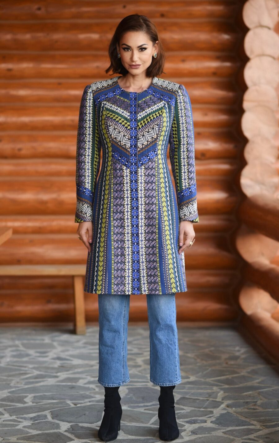 Palton Dora din Jacquard Etnic Tesut - IIANA
