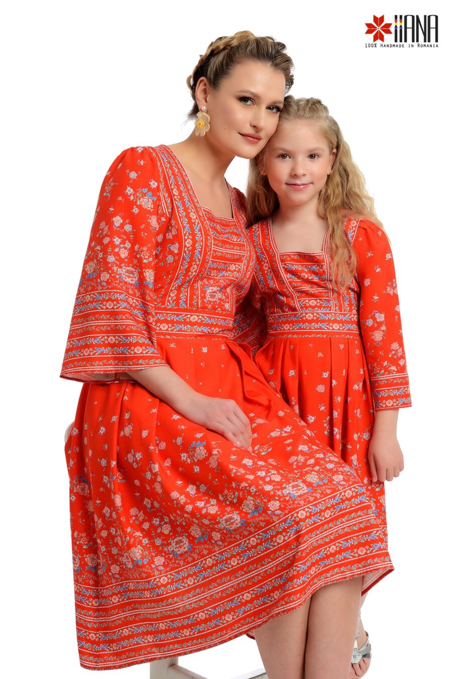 Rochita traditionala fetite Rosie Zora cu motive populare florare 8-15 ani - IIANA