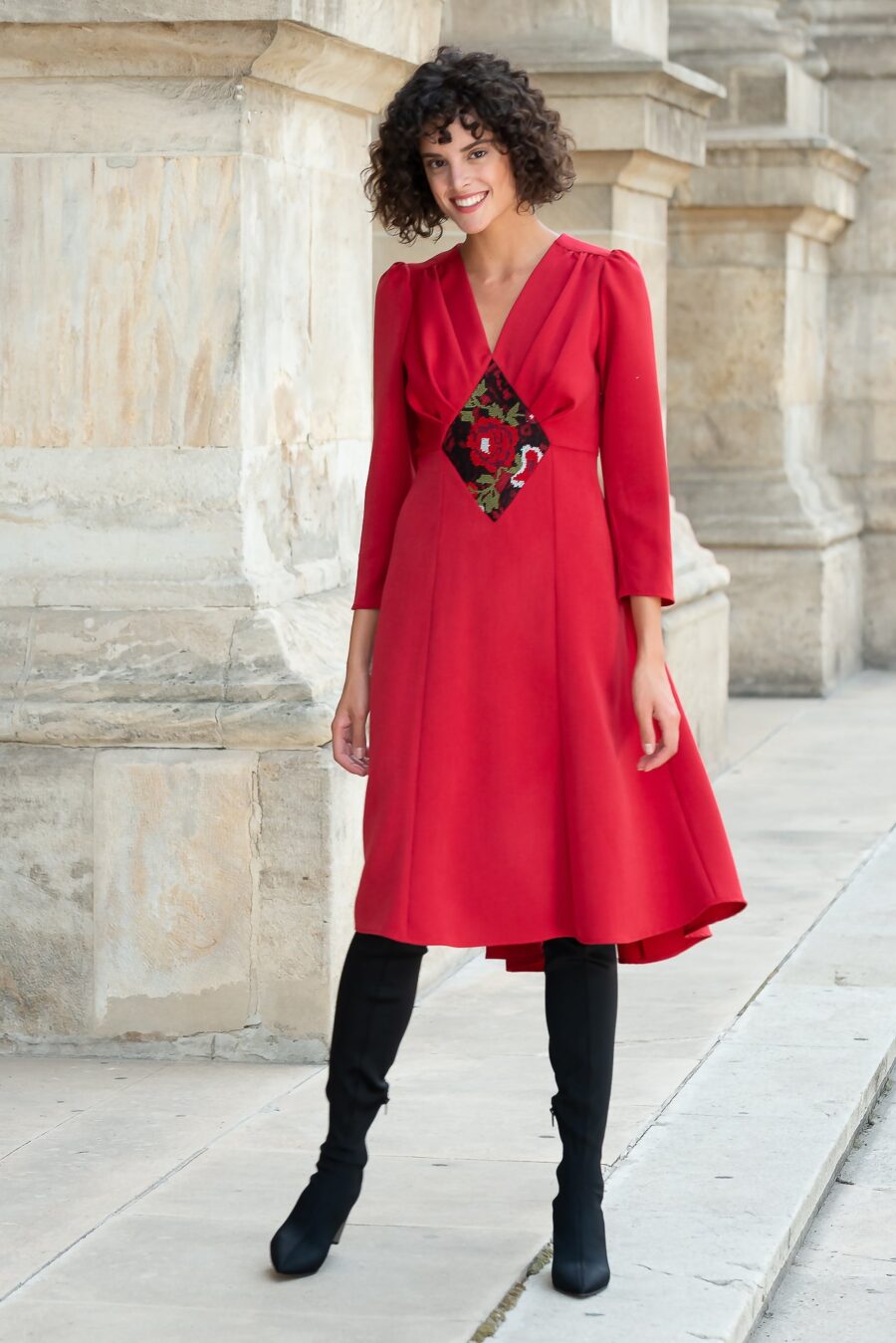 Rochie din Stofa Rosie Medeea - IIANA
