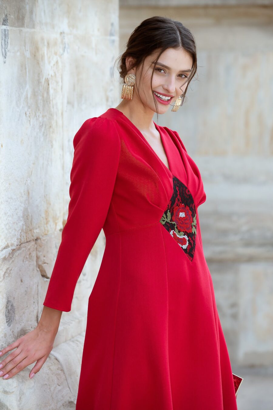 Rochie din Stofa Rosie Medeea - IIANA