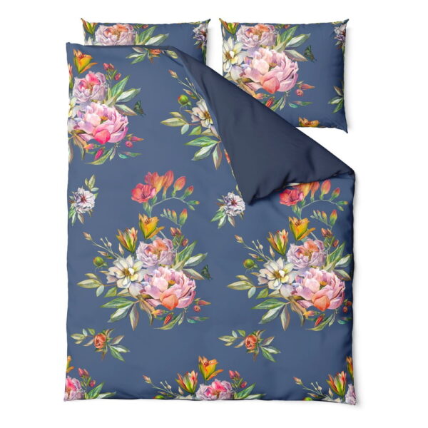 on1-import-11013-4c6fe2b6c0d7 Lenjerie de pat din bumbac satinat pentru pat dublu Bonami Selection Floret, 200 x 220 cm, albastru marin