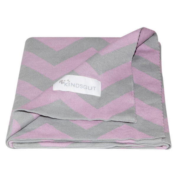 on1-import-11505-e996333b1595 Pătură din bumbac pentru copii Kindsgut Zigzag, 80 x 100 cm, roz-bej