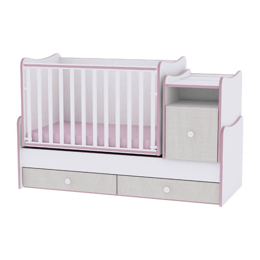 Mobilier transformabil, Lorelli, Trend Plus, 167 x 72 x 105 cm, White Pink Crossline