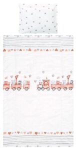 Set lenjerie pat 3 piese bumbac Ranforce Cosy, Lorelli, Train Grey