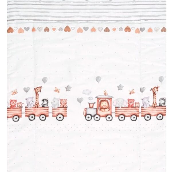Set lenjerie pat 3 piese bumbac Ranforce Cosy, Lorelli, Train Grey