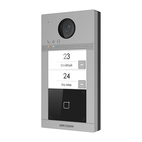 Panou exterior videointerfon TCP/IP pentru 2 familii, Wi-Fi 2.4GHz, control acces integrat – HIKVISION DS-KV8213-WME1