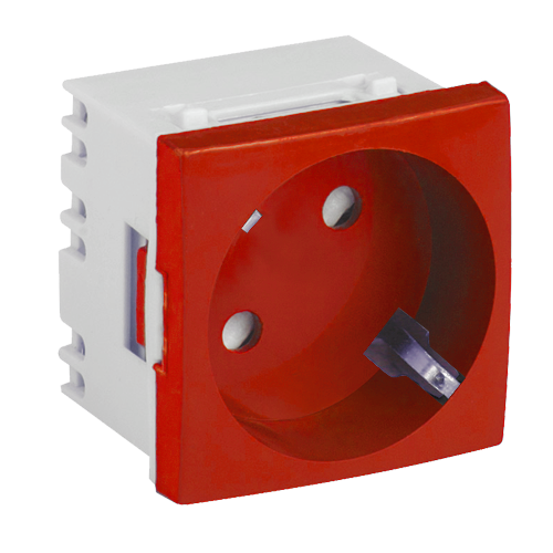 Priza modulara schuko cu impamantare, rosu – DLX DLX-245-46