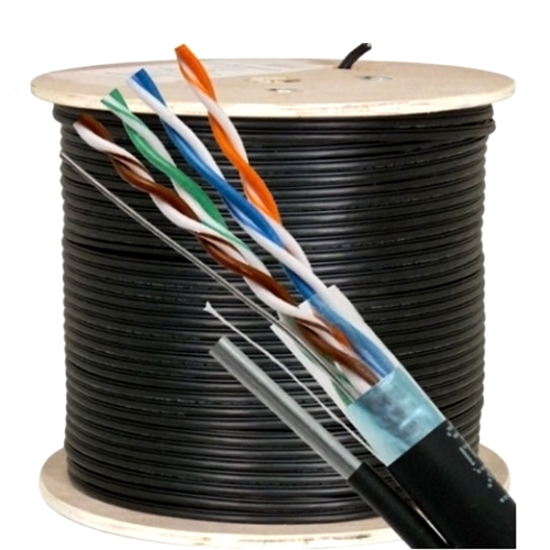 Cablu FTP autoportant, cat 5E, CUPRU 100%, 305m, negru TSY-FTP5E-MESS