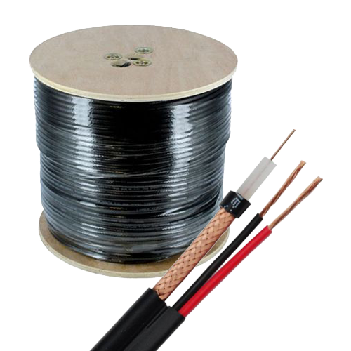 Cablu coaxial RG59 + alimentare 2×0.75, 305m, negru TSY-RG59+2X0.75-B