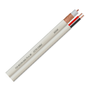 Cablu coaxial RG59 + alimentare 2×0.75, 100m, alb TSY-RG59+2X0.75-L-W