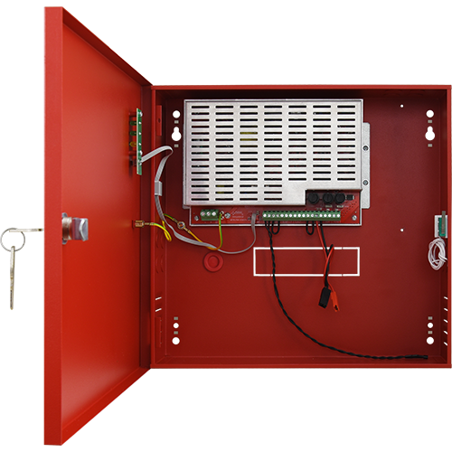 Sursa de alimentare EN 54-4, 27.6V/4.6A, cutie metalica cu loc acumulatori 2x7Ah/12V – PULSAR EN54C-5A7