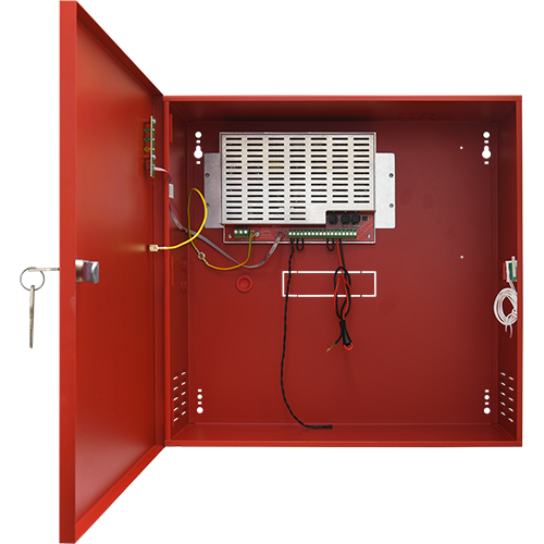 Sursa de alimentare EN 54-4, 27.6V/3.8A, cutie metalica cu loc acumulatori 2x28Ah/12V – PULSAR EN54C-5A28