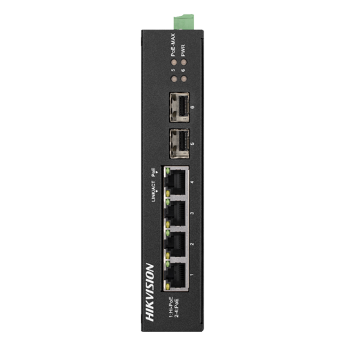 Switch 4 porturi Gigabit PoE, 2 porturi uplink SFP – HIKVISION DS-3T0506HP-E-HS