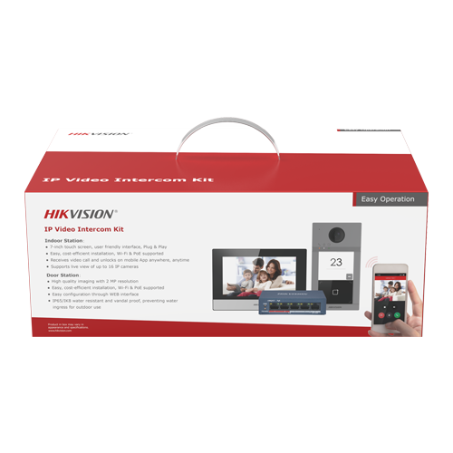 KIT videointerfon pentru o familie, Wi-Fi 2.4Ghz, monitor 7 inch – HIKVISION DS-KIS604-S