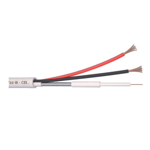 Cablu Microcoaxial + alimentare 2×0.5, Cupru 100%, 100m MCX75-2×0.5