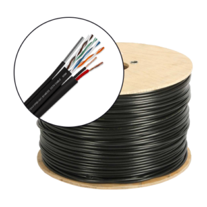 Cablu FTP autoportant cu alimentare 2×1.5, cat 5E, CUPRU 100%, 305m, negru TSY-FTP5E+2×1.50-MESS