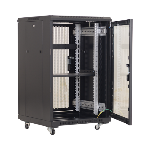 Rack podea 18U 19′ 600×800, capacitate incarcare 500 Kg, negru – ASYTECH Networking ASY-18U-6080E