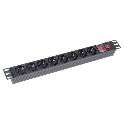 PDU 8 prize Shuko, 19”, 1U, aluminiu cu protectie – ASYTECH Networking ASY-PDU-8