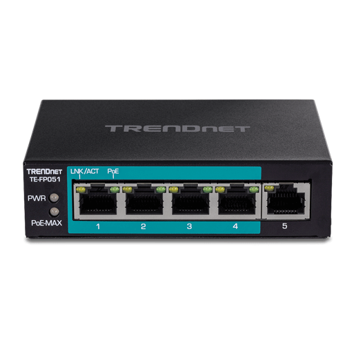 Switch 4 x RJ45 Fast Ethernet Long Range 250m PoE+ 60W, 1 x RJ45 Fast Ethernet – TRENDnet TE-FP051