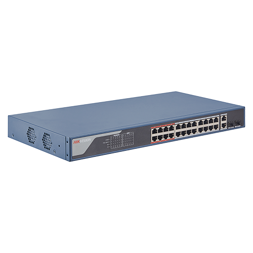 Switch 24 porturi PoE 100Mbps, 2 port uplink Gigabit, SMART Management – HIKVISION DS-3E1326P-EI