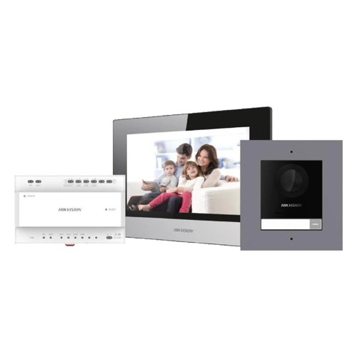 KIT videointerfon 2 fire pentru 1 familie, monitor 7 inch, Alarma – HIKVISION DS-KIS702Y