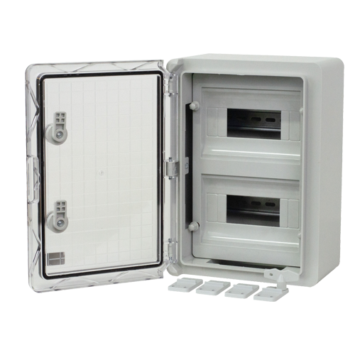 Cutie modulara IP65 din ABS gri, usa transparenta, 2 x 9 module, 250x350x150 mm PP3112