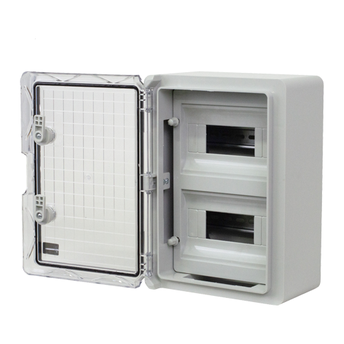 Cutie modulara IP65 din ABS gri, usa transparenta, 2 x 9 module, 250x350x150 mm PP3112