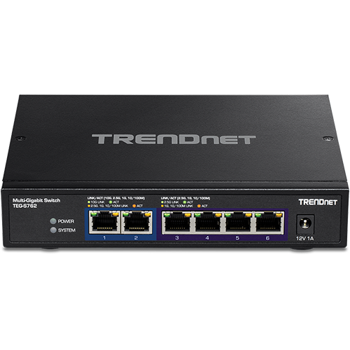 Switch 6 x RJ45, 4 x RJ45 2.5G si 2 x RJ45 10G , Fanless – TRENDnet TEG-S762