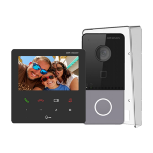 KIT videointerfon pentru 1 familie, RJ-45 – 10/100, monitor 4.3 inch – HIKVISION DS-KIS606-P