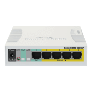 Smart Switch 5 x Gigabit (4 x PoE), 1 x SFP – Mikrotik CSS106-1G-4P-1S