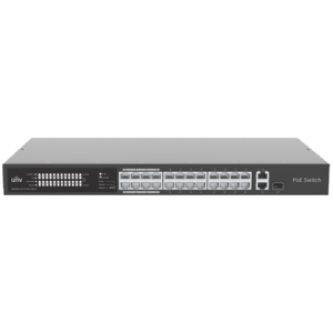 Switch 24 porturi PoE, uplink 2 porturi combo, 1 port RJ45 Gigabit + 1 port SFP – UNV NSW2020-24T1GT1GC-POE-IN