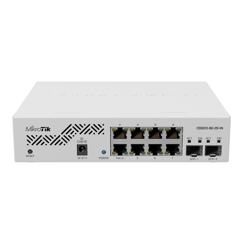 Smart Switch, 8 x Gigabit, 2 x SFP+ 10Gbps – Mikrotik CSS610-8G-2S+IN