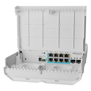 Smart Switch outdoor, 8 x Gigabit (7 PoE in), 2 x SFP+ 10Gbps – Mikrotik CSS610-1Gi-7R-2S+OUT