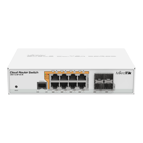 Management Switch, 8 x Gigabit cu PoE-out, 4 x SFP – Mikrotik CRS112-8P-4S-IN