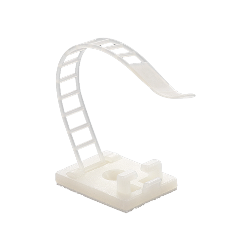 Suport plastic ajustabil pentru prindere cabluri, ALB, 25×18 mm, autoadeziv, 100 buc TAA-1-W