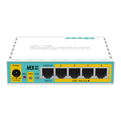 Router hEX PoE Lite, 5 x Fast Ethernet 4 x PoE, RouterOS L4 – Mikrotik RB750UPr2