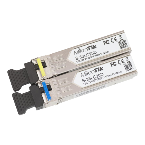 Kit 2 x Module SFP, 1.25G, SM, Simplex LC, 20km, TX:1310/1550nm, BiDi, Exterior – MikroTik S-3553LC20D