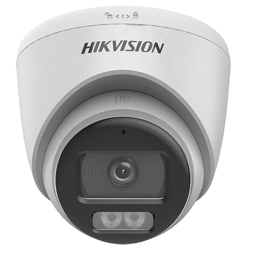 ColorVu, Dual Light – Camera analog 2MP, lentila 2.8mm, IR 40m, WL 40m, TVI/AHD/CVI/CVBS, Mic., IP67 – HIKVISION DS-2CE72DF0T-LFS-2.8mm