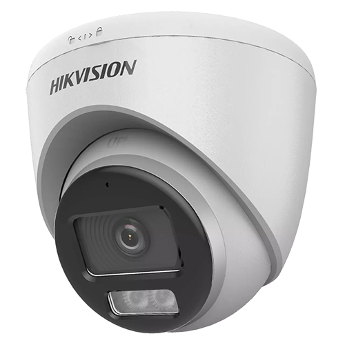 ColorVu, Dual Light – Camera analog 2MP, lentila 2.8mm, IR 40m, WL 40m, TVI/AHD/CVI/CVBS, Mic., IP67 – HIKVISION DS-2CE72DF0T-LFS-2.8mm