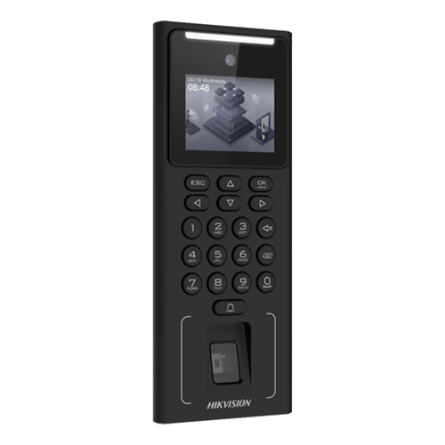 Terminal standalone control acces cu Recunoastere faciala, Amprenta, Card M1 si PIN, camera 2MP, ecran LCD 2.4 inch – HIKVISION DS-K1T321MFWX